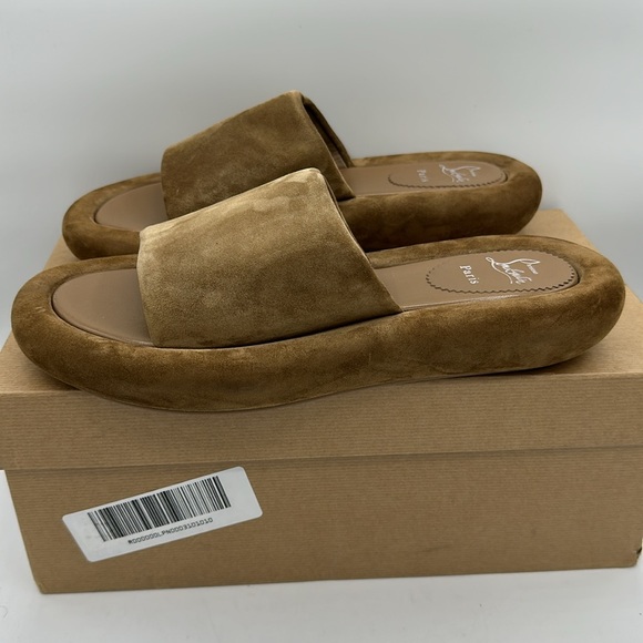 Christian Louboutin Holysummer Tan Suede Platform Sandals Size 42 EU / 12 US NIB - Picture 3 of 11